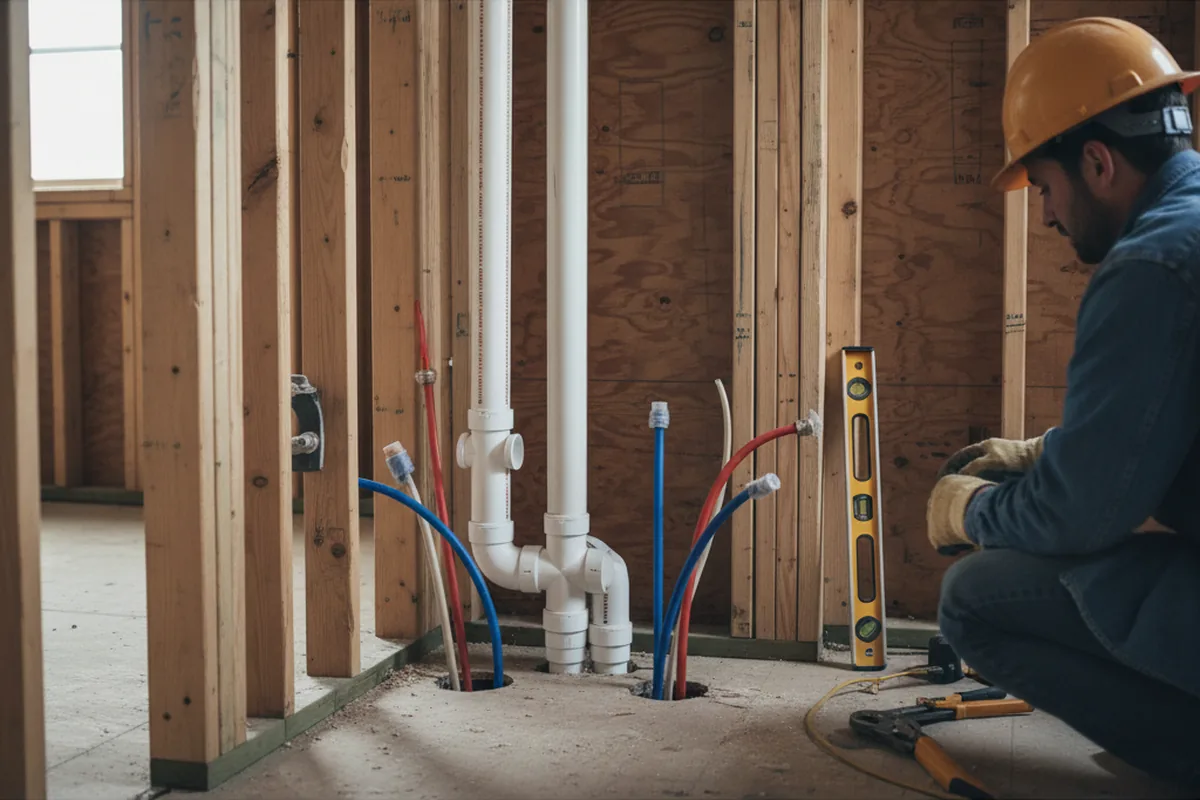 Drain and supply rough-in during Leak Detection in Plattsburg