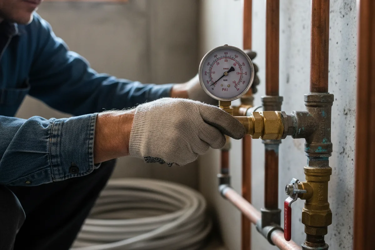 Pressure testing a repaired line during Water Line Repair in Plattsburg